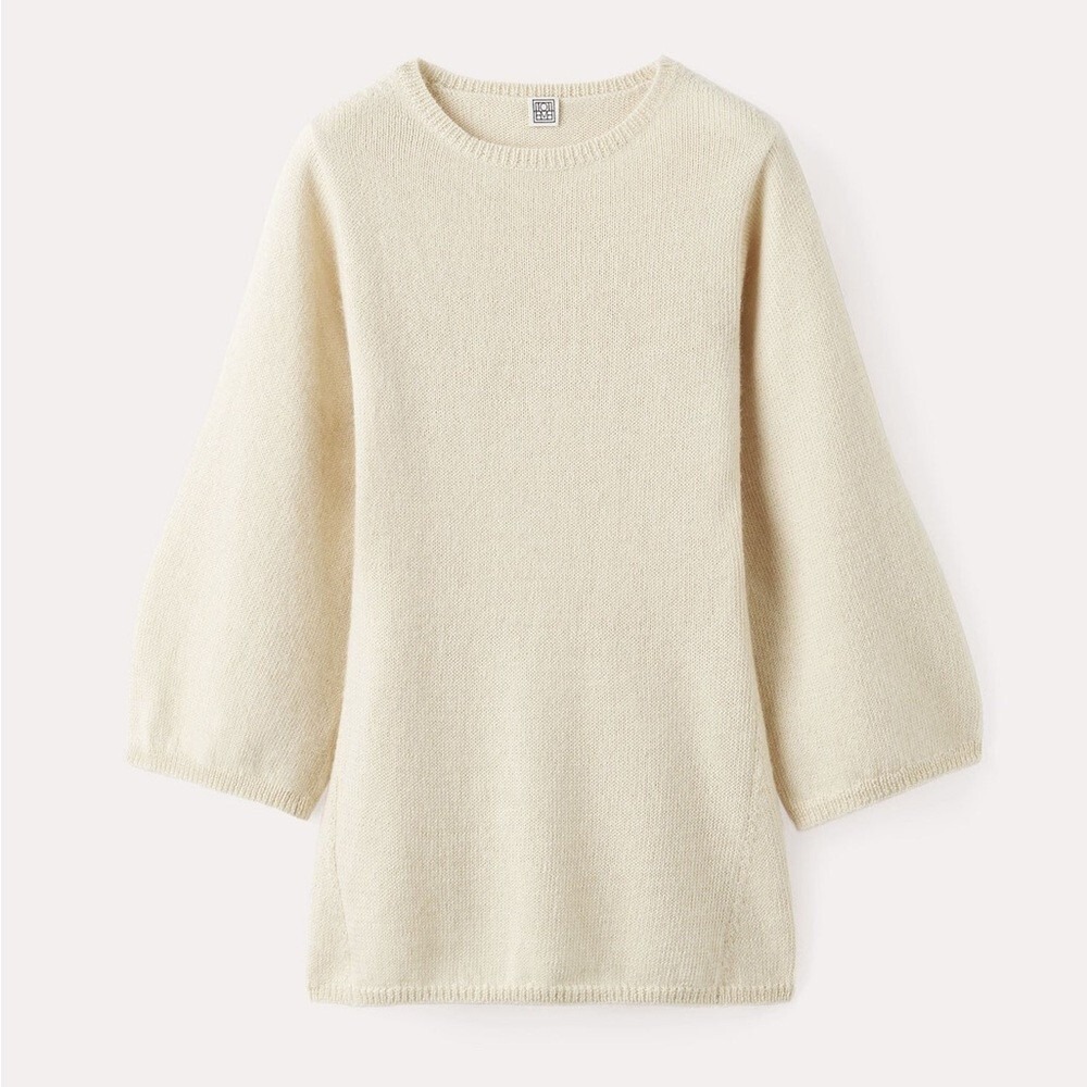 Toteme Wool Cashmere Thick Knit Sweater Large‎ Slim Fit Ivory Quiet Luxury